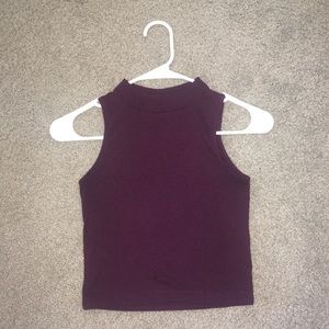 purple high neck ribbed crop top!